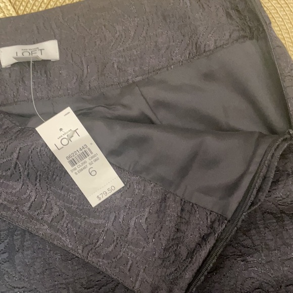 Loft NWT Black w/Sparkle Pencil Skirt Damask Print Size 6 - Picture 3 of 7